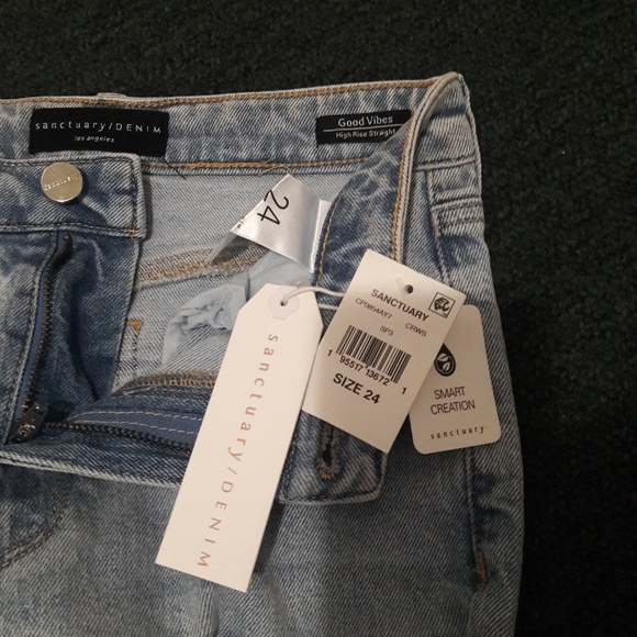 Sanctuary Denim High Rise Straight Good Vibes - Picture 8 of 10